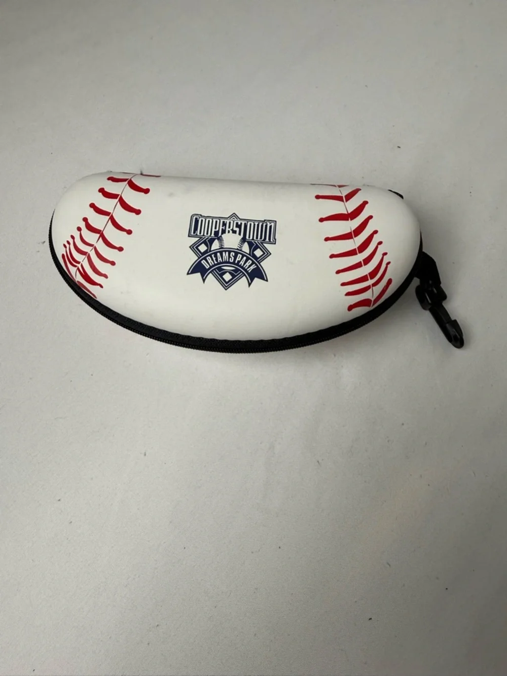 Cooperstown Dreams Park Kids Baseball Sunglasses Case - White with Red Stitching